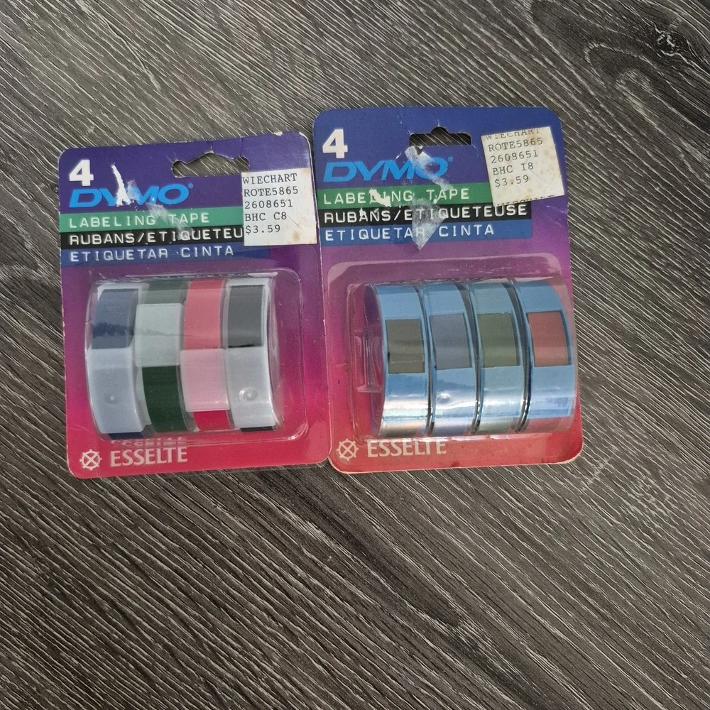 2 Vintage 1996 Dymo Esselte Multi Color Labeling Tape 3/8